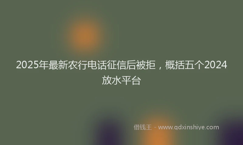 2025年最新农行电话征信后被拒，概括五个2024放水平台