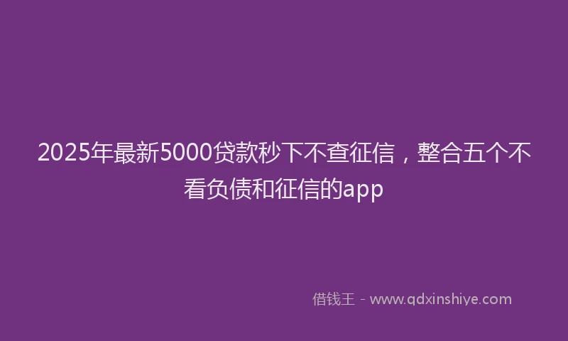 2025年最新5000贷款秒下不查征信，整合五个不看负债和征信的app