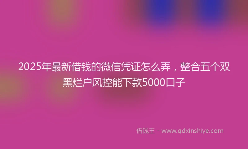 2025年最新借钱的微信凭证怎么弄，整合五个双黑烂户风控能下款5000口子