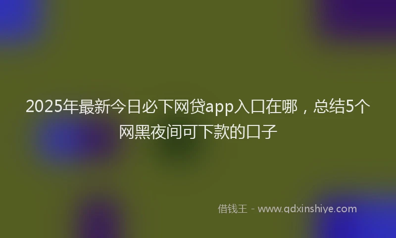 2025年最新今日必下网贷app入口在哪，总结5个网黑夜间可下款的口子
