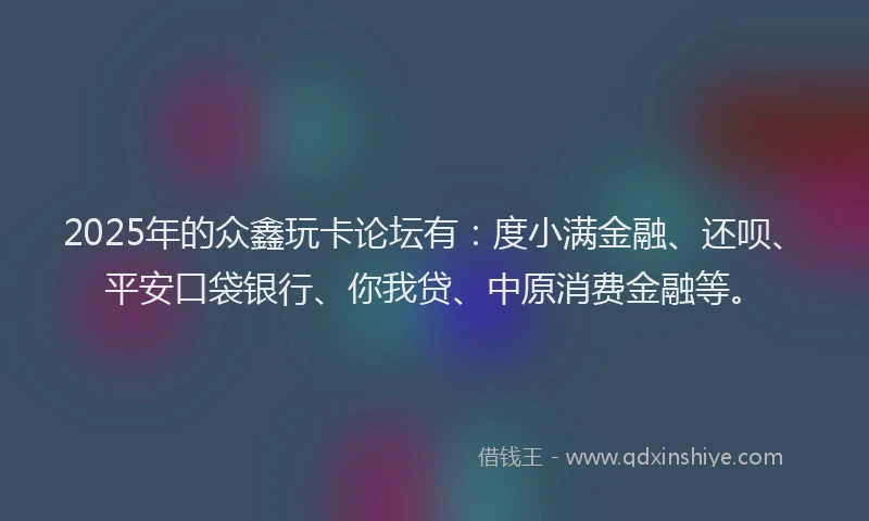 2025年的众鑫玩卡论坛有：度小满金融、还呗、平安口袋银行、你我贷、中原消费金融等。