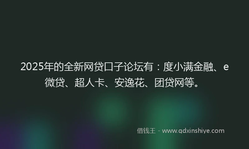 2025年的全新网贷口子论坛有：度小满金融、e微贷、超人卡、安逸花、团贷网等。