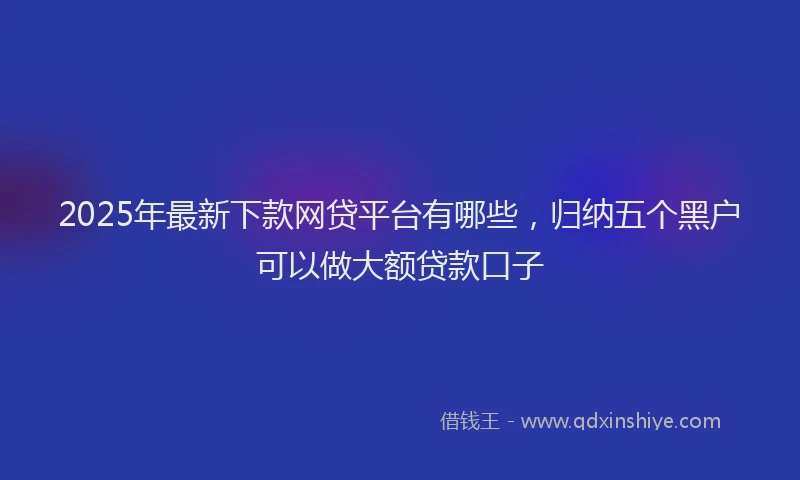 2025年最新下款网贷平台有哪些，归纳五个黑户可以做大额贷款口子