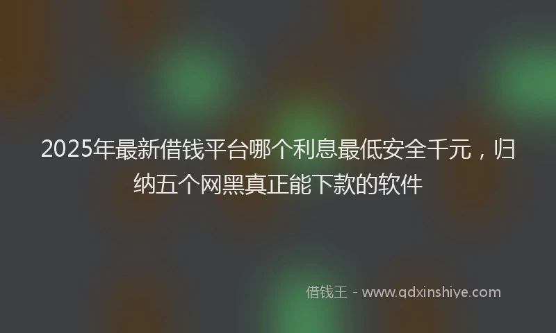2025年最新借钱平台哪个利息最低安全千元，归纳五个网黑真正能下款的软件