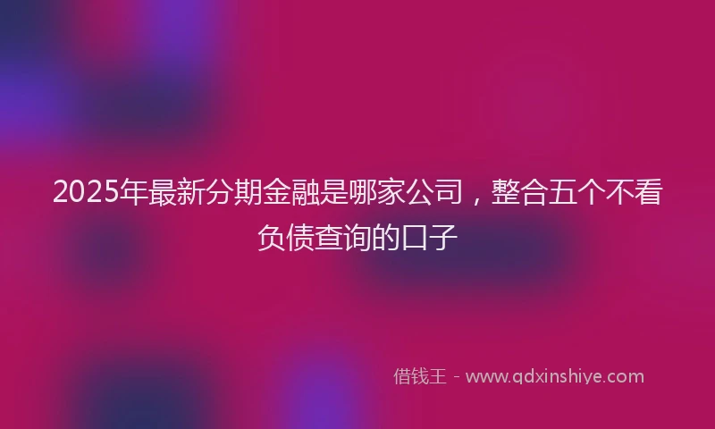 2025年最新分期金融是哪家公司，整合五个不看负债查询的口子