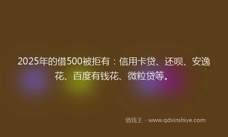2025年的借500被拒有：信用卡贷、还呗、安逸花、百度有钱花、微粒贷等。