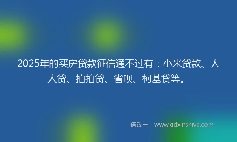 2025年的买房贷款征信通不过有：小米贷款、人人贷、拍拍贷、省呗、柯基贷等。