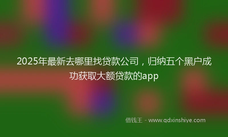 2025年最新去哪里找贷款公司，归纳五个黑户成功获取大额贷款的app