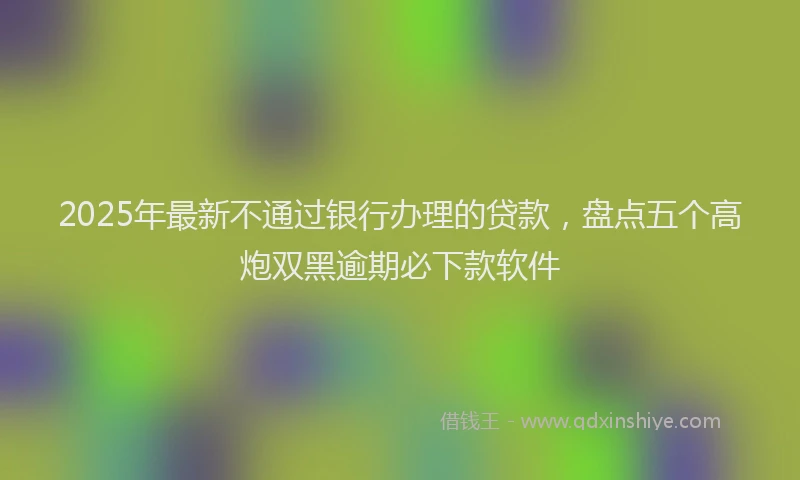2025年最新不通过银行办理的贷款，盘点五个高炮双黑逾期必下款软件