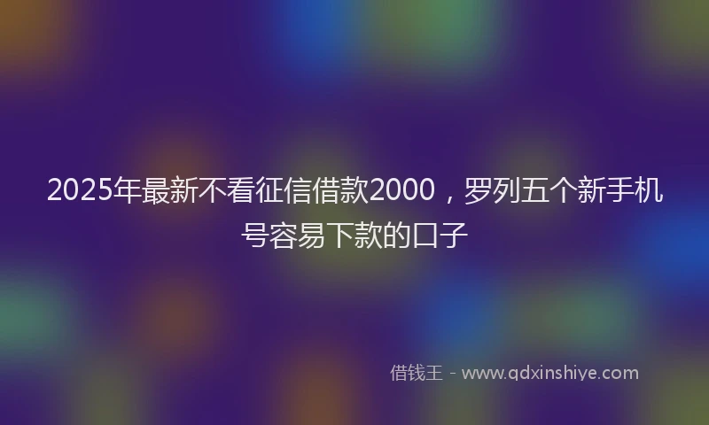 2025年最新不看征信借款2000，罗列五个新手机号容易下款的口子