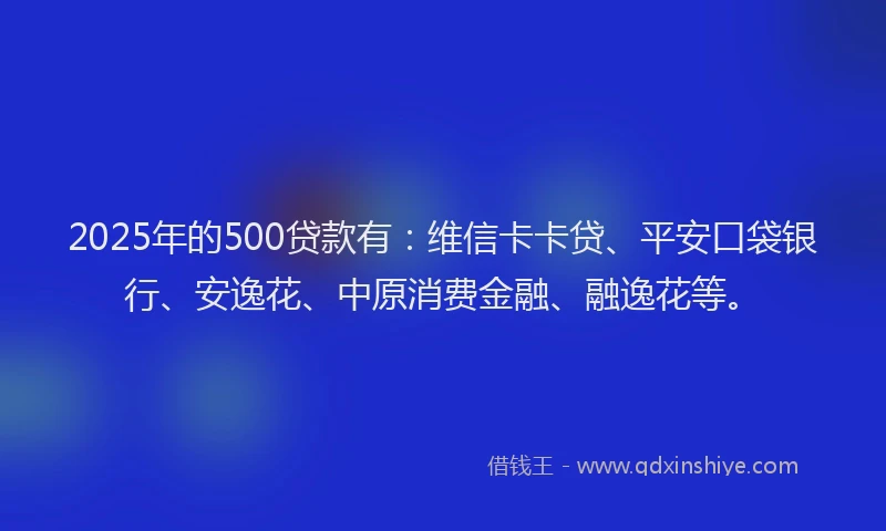 2025年的500贷款有：维信卡卡贷、平安口袋银行、安逸花、中原消费金融、融逸花等。