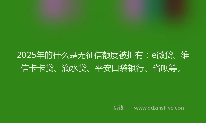 2025年的什么是无征信额度被拒有：e微贷、维信卡卡贷、滴水贷、平安口袋银行、省呗等。