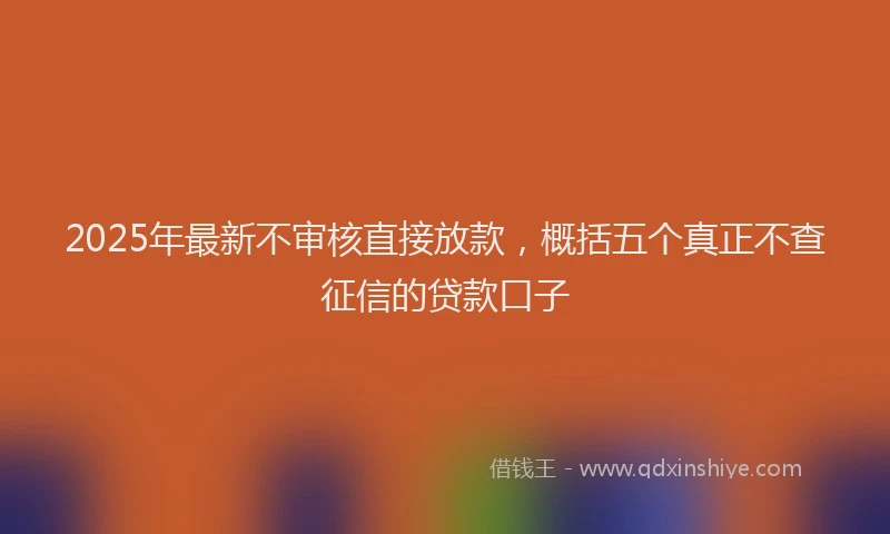 2025年最新不审核直接放款，概括五个真正不查征信的贷款口子