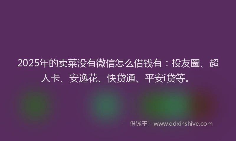 2025年的卖菜没有微信怎么借钱有：投友圈、超人卡、安逸花、快贷通、平安i贷等。