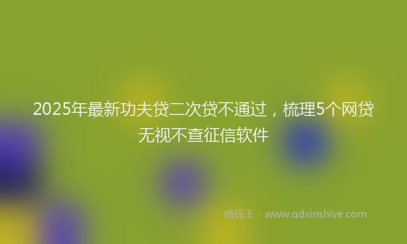 2025年最新功夫贷二次贷不通过，梳理5个网贷无视不查征信软件