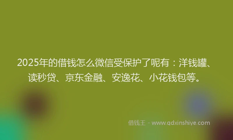 2025年的借钱怎么微信受保护了呢有：洋钱罐、读秒贷、京东金融、安逸花、小花钱包等。