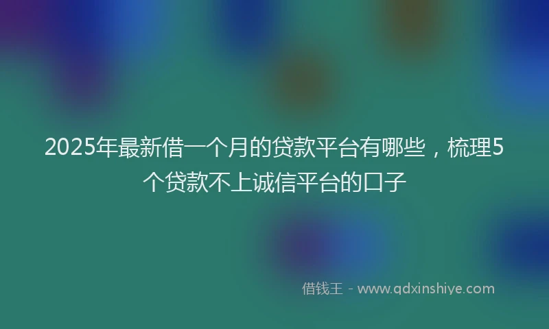 2025年最新借一个月的贷款平台有哪些，梳理5个贷款不上诚信平台的口子