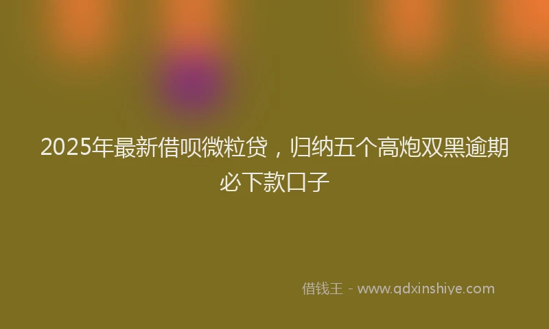 2025年最新借呗微粒贷，归纳五个高炮双黑逾期必下款口子