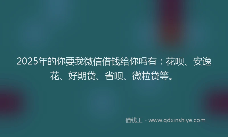2025年的你要我微信借钱给你吗有：花呗、安逸花、好期贷、省呗、微粒贷等。