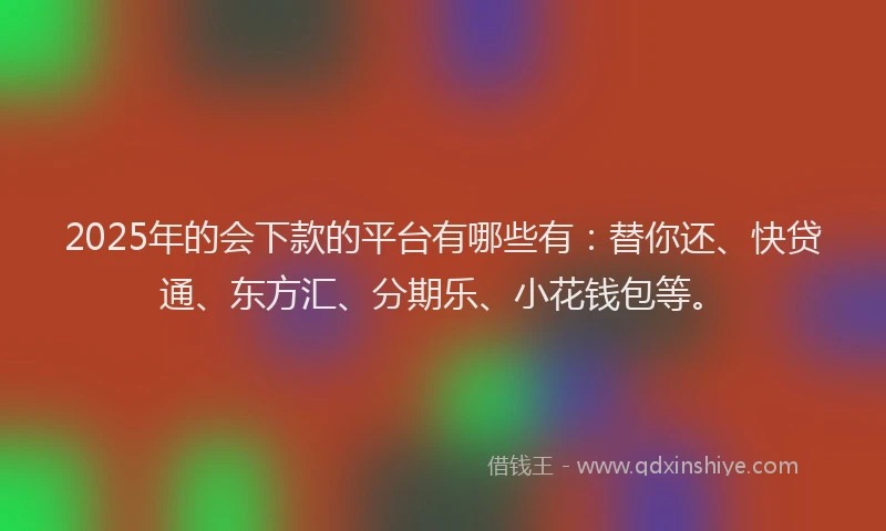 2025年的会下款的平台有哪些有：替你还、快贷通、东方汇、分期乐、小花钱包等。