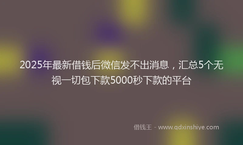 2025年最新借钱后微信发不出消息，汇总5个无视一切包下款5000秒下款的平台