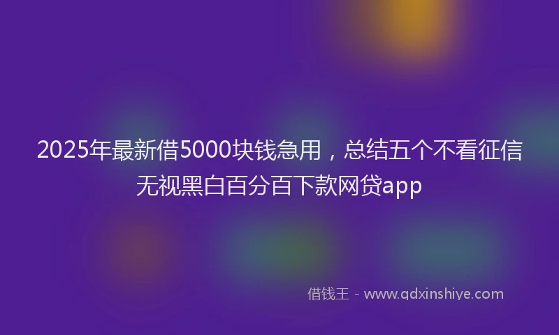 2025年最新借5000块钱急用，总结五个不看征信无视黑白百分百下款网贷app
