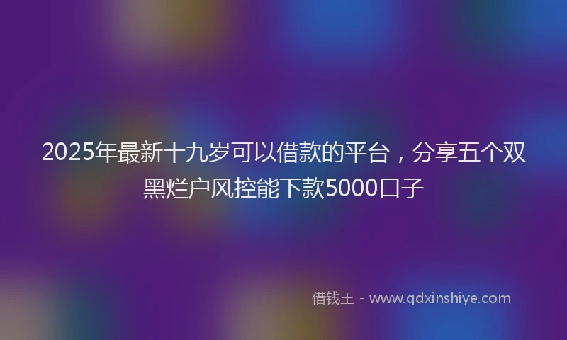 2025年最新十九岁可以借款的平台，分享五个双黑烂户风控能下款5000口子