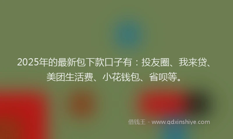 2025年的最新包下款口子有：投友圈、我来贷、美团生活费、小花钱包、省呗等。