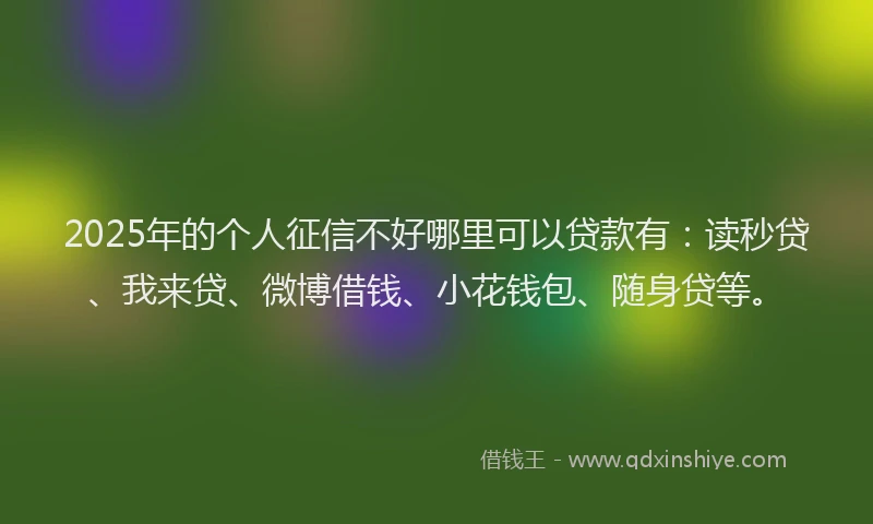2025年的个人征信不好哪里可以贷款有：读秒贷、我来贷、微博借钱、小花钱包、随身贷等。