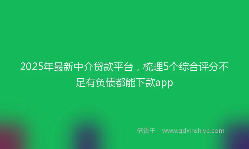 2025年最新中介贷款平台，梳理5个综合评分不足有负债都能下款app