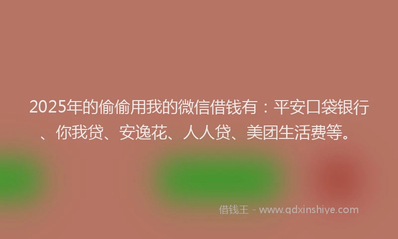 2025年的偷偷用我的微信借钱有：平安口袋银行、你我贷、安逸花、人人贷、美团生活费等。