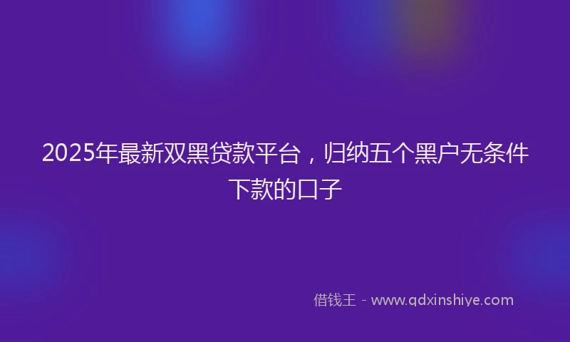 2025年最新双黑贷款平台，归纳五个黑户无条件下款的口子