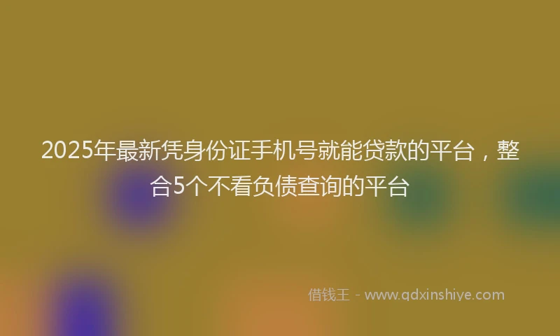 2025年最新凭身份证手机号就能贷款的平台，整合5个不看负债查询的平台