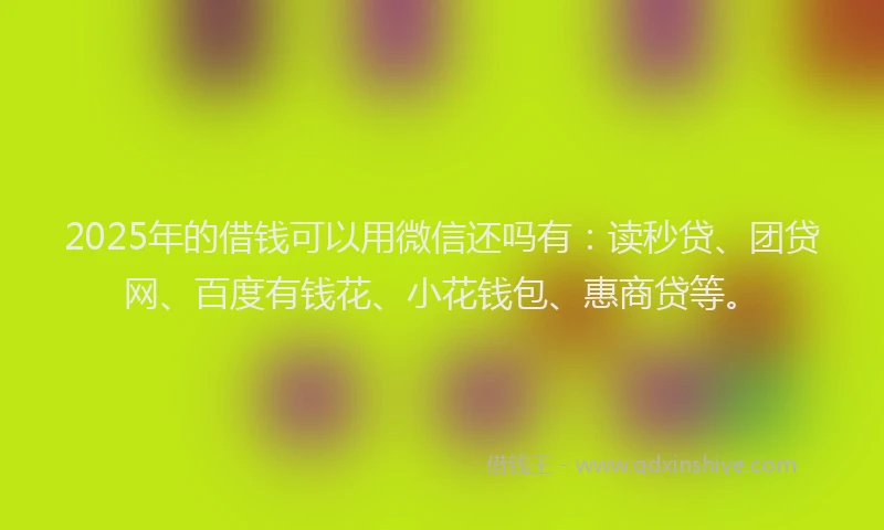 2025年的借钱可以用微信还吗有：读秒贷、团贷网、百度有钱花、小花钱包、惠商贷等。