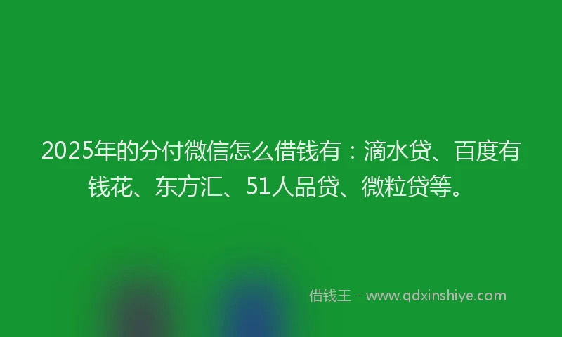 2025年的分付微信怎么借钱有：滴水贷、百度有钱花、东方汇、51人品贷、微粒贷等。