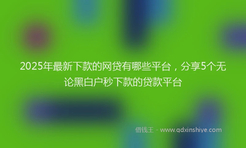 2025年最新下款的网贷有哪些平台，分享5个无论黑白户秒下款的贷款平台