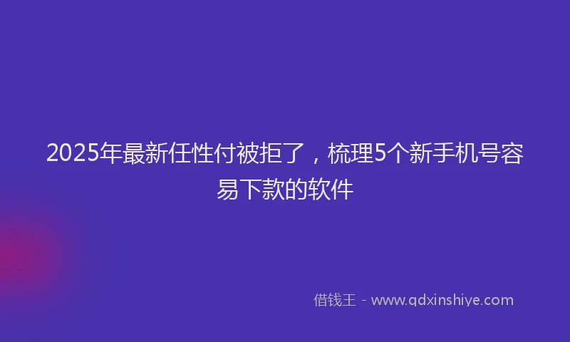 2025年最新任性付被拒了，梳理5个新手机号容易下款的软件