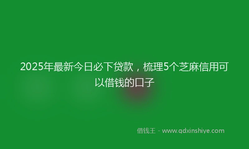2025年最新今日必下贷款，梳理5个芝麻信用可以借钱的口子