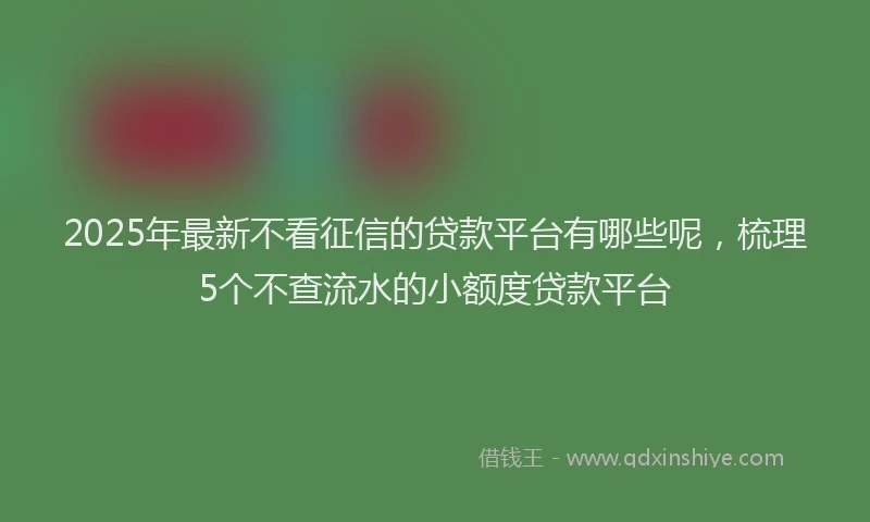 2025年最新不看征信的贷款平台有哪些呢，梳理5个不查流水的小额度贷款平台