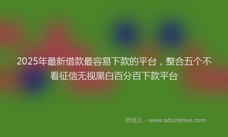 2025年最新借款最容易下款的平台，整合五个不看征信无视黑白百分百下款平台