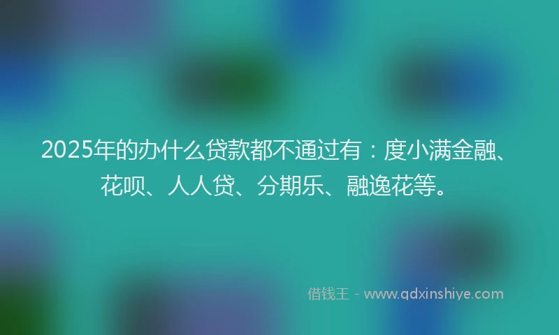 2025年的办什么贷款都不通过有：度小满金融、花呗、人人贷、分期乐、融逸花等。