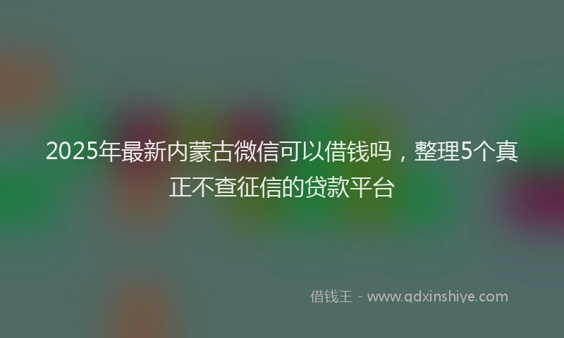 2025年最新内蒙古微信可以借钱吗，整理5个真正不查征信的贷款平台