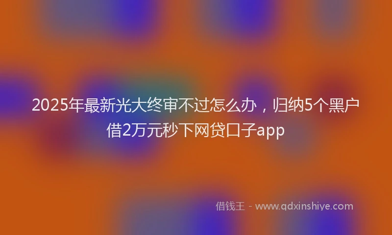 2025年最新光大终审不过怎么办，归纳5个黑户借2万元秒下网贷口子app