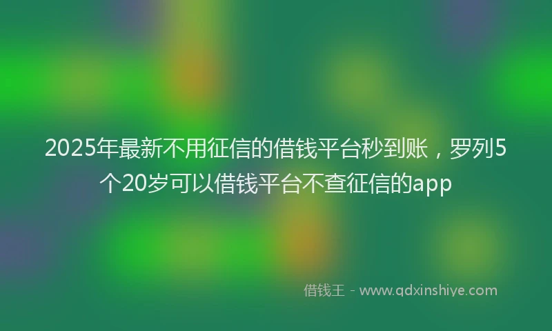 2025年最新不用征信的借钱平台秒到账，罗列5个20岁可以借钱平台不查征信的app