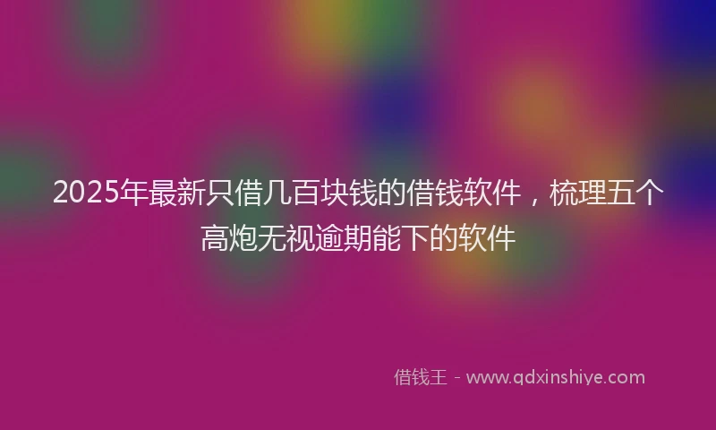 2025年最新只借几百块钱的借钱软件，梳理五个高炮无视逾期能下的软件