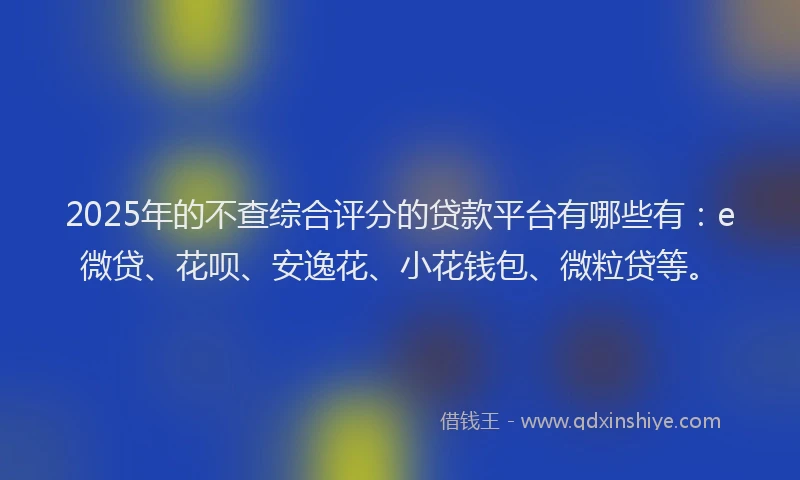 2025年的不查综合评分的贷款平台有哪些有：e微贷、花呗、安逸花、小花钱包、微粒贷等。