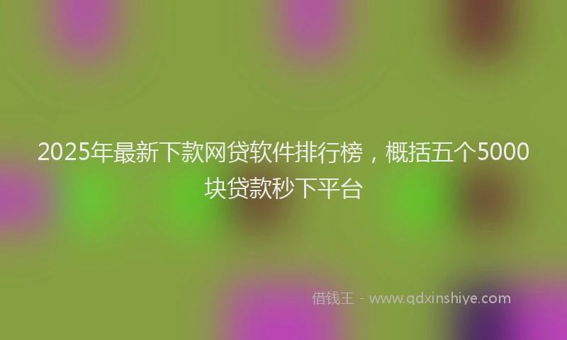 2025年最新下款网贷软件排行榜，概括五个5000块贷款秒下平台