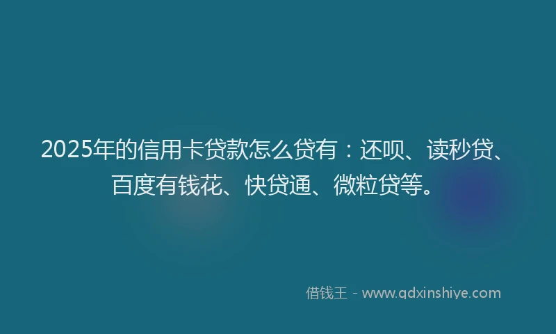 2025年的信用卡贷款怎么贷有：还呗、读秒贷、百度有钱花、快贷通、微粒贷等。