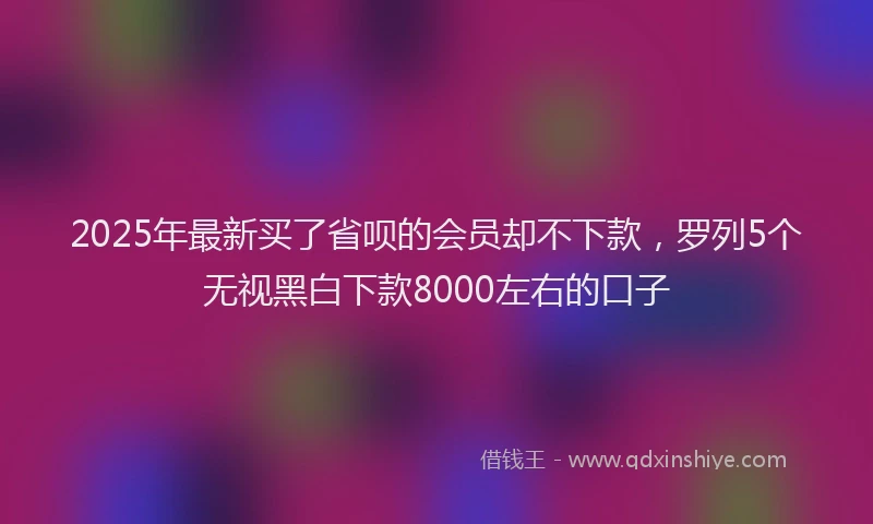 2025年最新买了省呗的会员却不下款，罗列5个无视黑白下款8000左右的口子