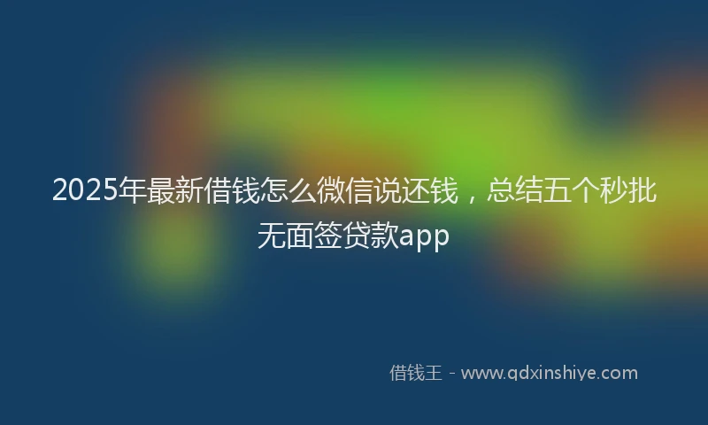 2025年最新借钱怎么微信说还钱，总结五个秒批无面签贷款app